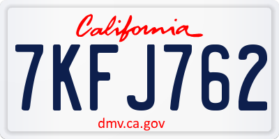 CA license plate 7KFJ762