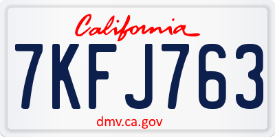 CA license plate 7KFJ763
