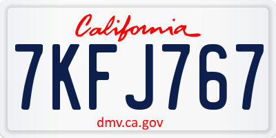 CA license plate 7KFJ767