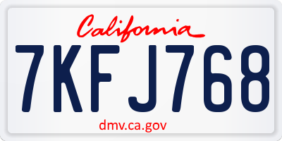 CA license plate 7KFJ768