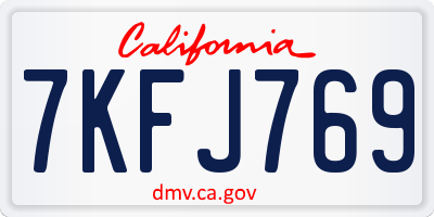 CA license plate 7KFJ769