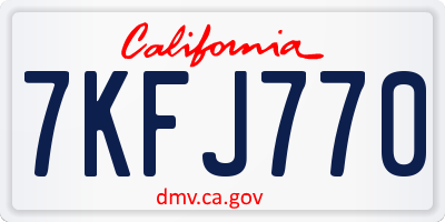 CA license plate 7KFJ770