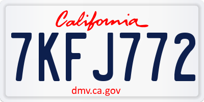 CA license plate 7KFJ772