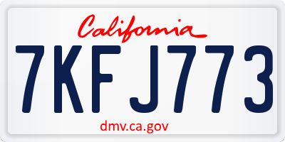 CA license plate 7KFJ773