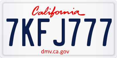 CA license plate 7KFJ777