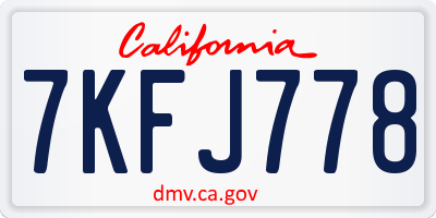 CA license plate 7KFJ778