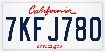 CA license plate 7KFJ780