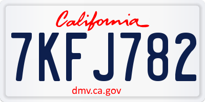 CA license plate 7KFJ782