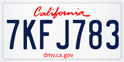 CA license plate 7KFJ783