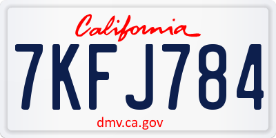CA license plate 7KFJ784