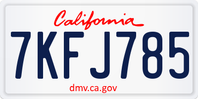 CA license plate 7KFJ785