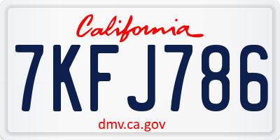 CA license plate 7KFJ786