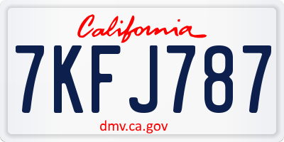 CA license plate 7KFJ787