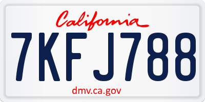 CA license plate 7KFJ788