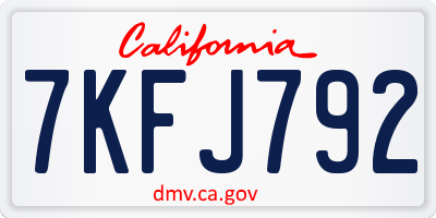 CA license plate 7KFJ792