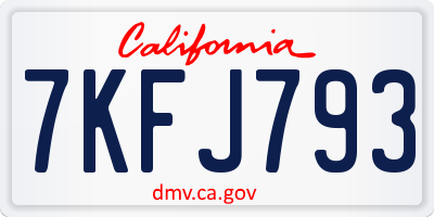 CA license plate 7KFJ793