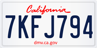 CA license plate 7KFJ794