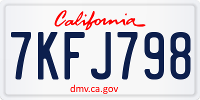 CA license plate 7KFJ798