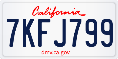 CA license plate 7KFJ799