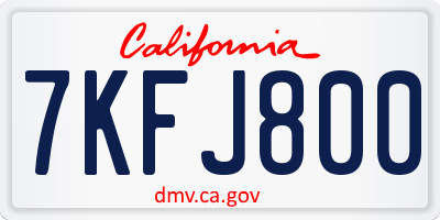 CA license plate 7KFJ800