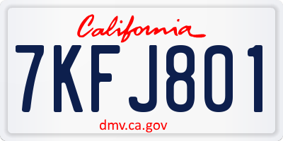 CA license plate 7KFJ801