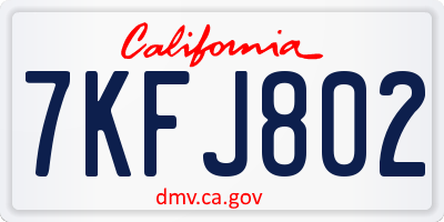CA license plate 7KFJ802