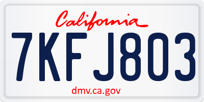 CA license plate 7KFJ803
