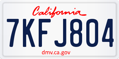 CA license plate 7KFJ804
