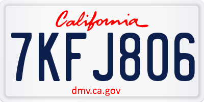 CA license plate 7KFJ806
