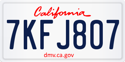 CA license plate 7KFJ807