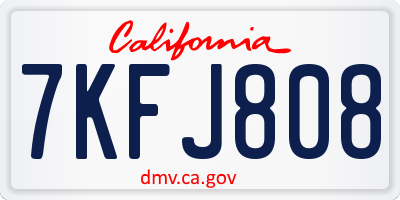 CA license plate 7KFJ808