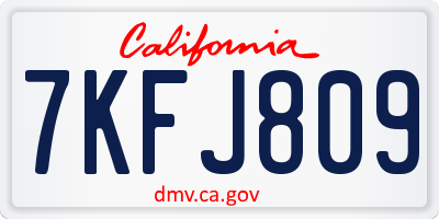 CA license plate 7KFJ809