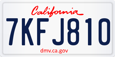 CA license plate 7KFJ810