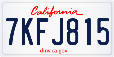 CA license plate 7KFJ815