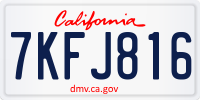 CA license plate 7KFJ816