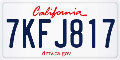 CA license plate 7KFJ817
