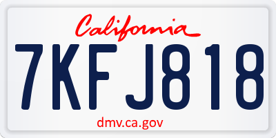 CA license plate 7KFJ818
