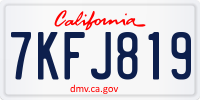 CA license plate 7KFJ819
