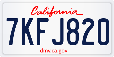 CA license plate 7KFJ820