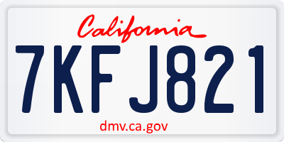 CA license plate 7KFJ821