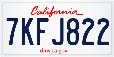 CA license plate 7KFJ822