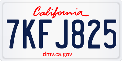 CA license plate 7KFJ825