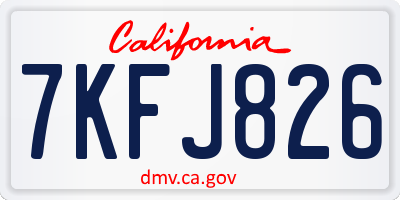 CA license plate 7KFJ826