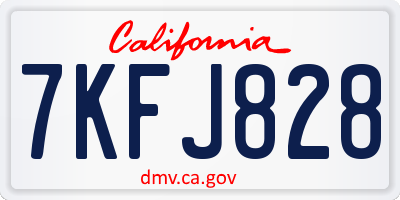 CA license plate 7KFJ828
