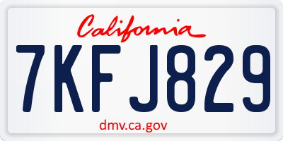 CA license plate 7KFJ829