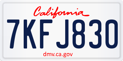 CA license plate 7KFJ830