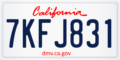 CA license plate 7KFJ831