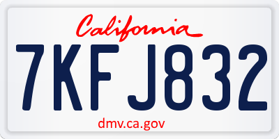 CA license plate 7KFJ832