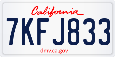 CA license plate 7KFJ833