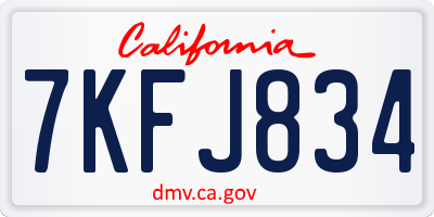 CA license plate 7KFJ834